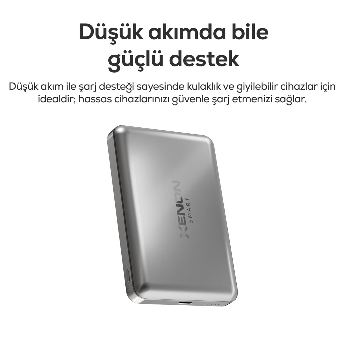 Xenon Smart MagSafe Uyumlu Powerbank | 10000 mAh 15W Kablosuz 22.5W Kablolu Hızlı Şarj Alüminyum Kasa X6441