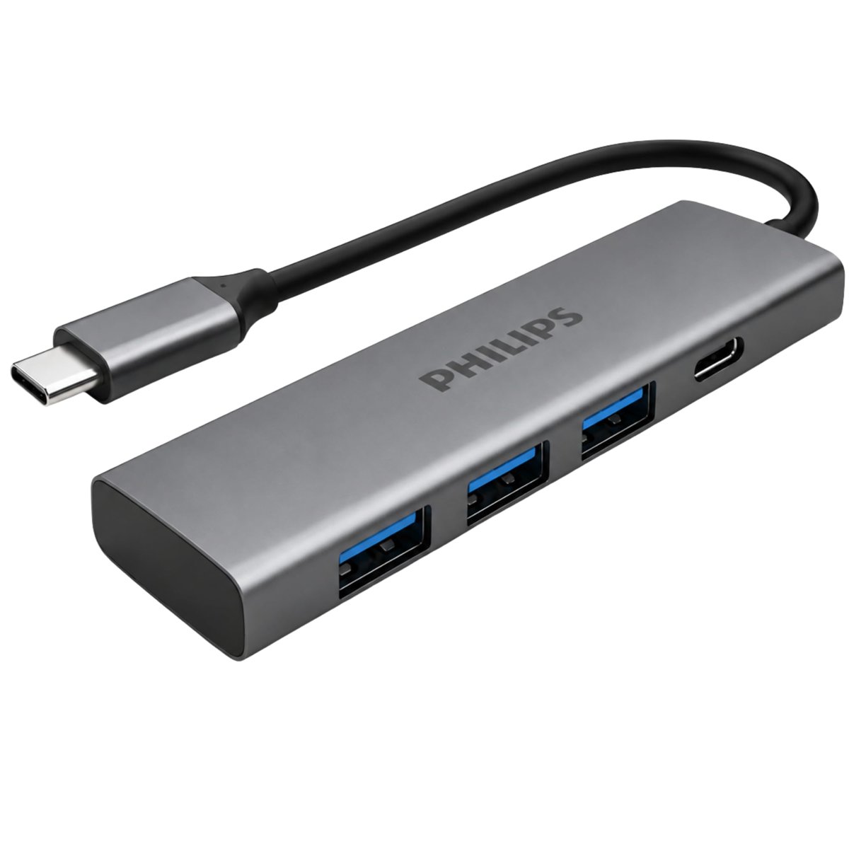 PHILIPS 4-in-1 USB-C Hub | 3x USB 3.0 5Gbps, 1x USB-C 5Gbps, Hızlı Veri Transferi, Kompakt ve Dayanıklı, Alüminyum Alaşım, Windows macOS Linux ve Android ile Uyumlu, SWR5041/00