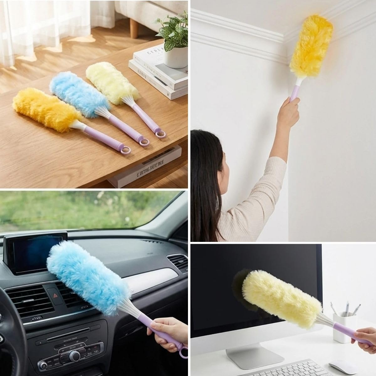 BUFFER® Plastik Saplı Toz Alma Fırçası – Yıkanabilir Tüylü Temizlik Aparatı