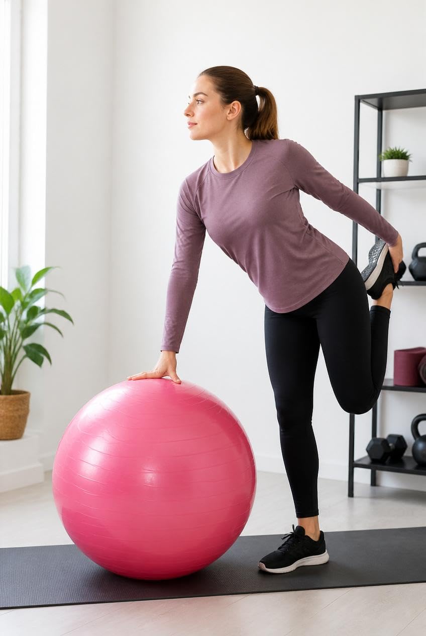 Busstier Pilates Topu 65 cm, Denge ve Egzersiz Çalışmaları İçin Fitness Topu, Evde Spor ve Esneme Antrenmanlarına Uygun, Asorti Renk