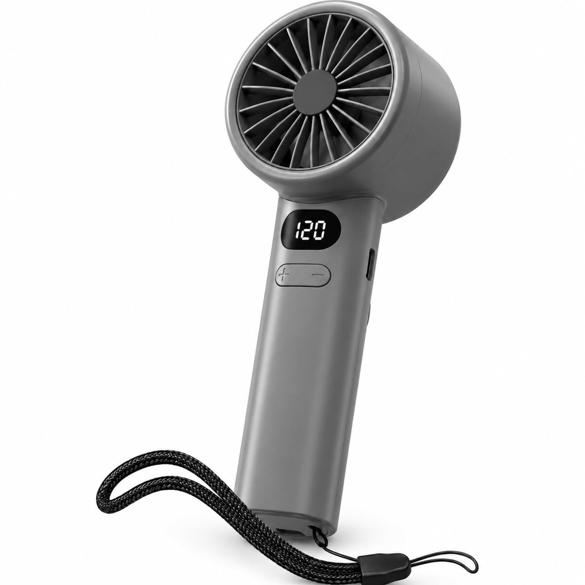 Coverzone 16cmx6cm Mini Küçük El Fanı Taşınabilir Şarjlı Dijital Göstergeli Ayarlanabilir 120 Hız Kademeli Taşınabilir Soğutucu Fan Usb-C Şarjlı Masaüstü Seyahat Ofis Kamp Için Vantilatör FZM-01
