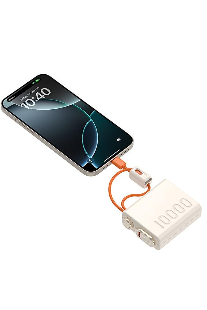 10.000 mAh Hızlı Şarj Powerbank | PD Hızlı Şarj 22.5W | Dahili Kablo Type-C Lightning| LED Gösterge