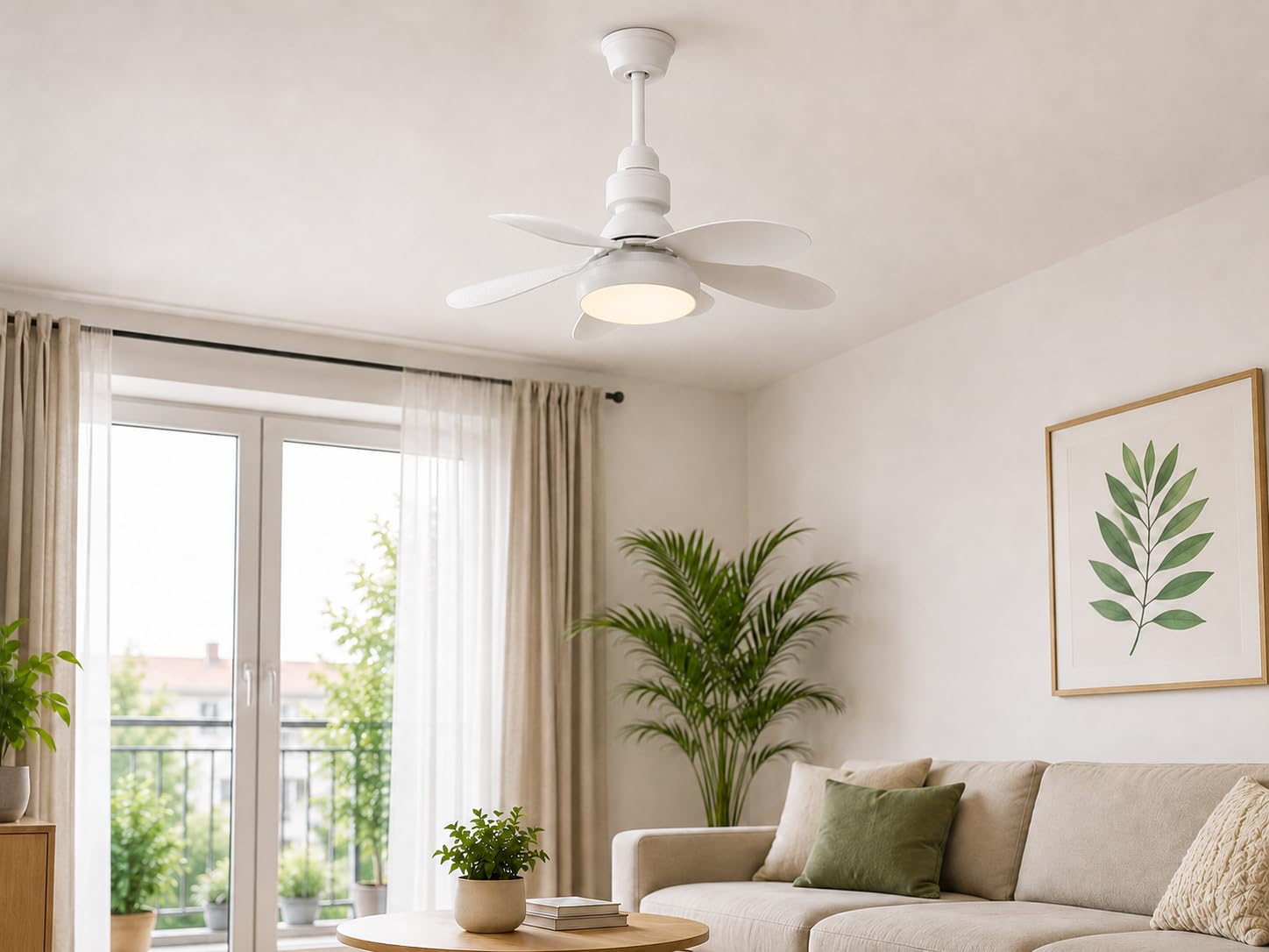Orret Home Kumandalı LED Ampul Vantilatör 30W 1550 Lümen, E27 Sabit Duya Uyumlu Tavan Vantilatörü, 3 Işık Modu 3 Pervane Hızı, 46 cm 6 Kanatlı Sessiz Fanlı Lamba, Beyaz