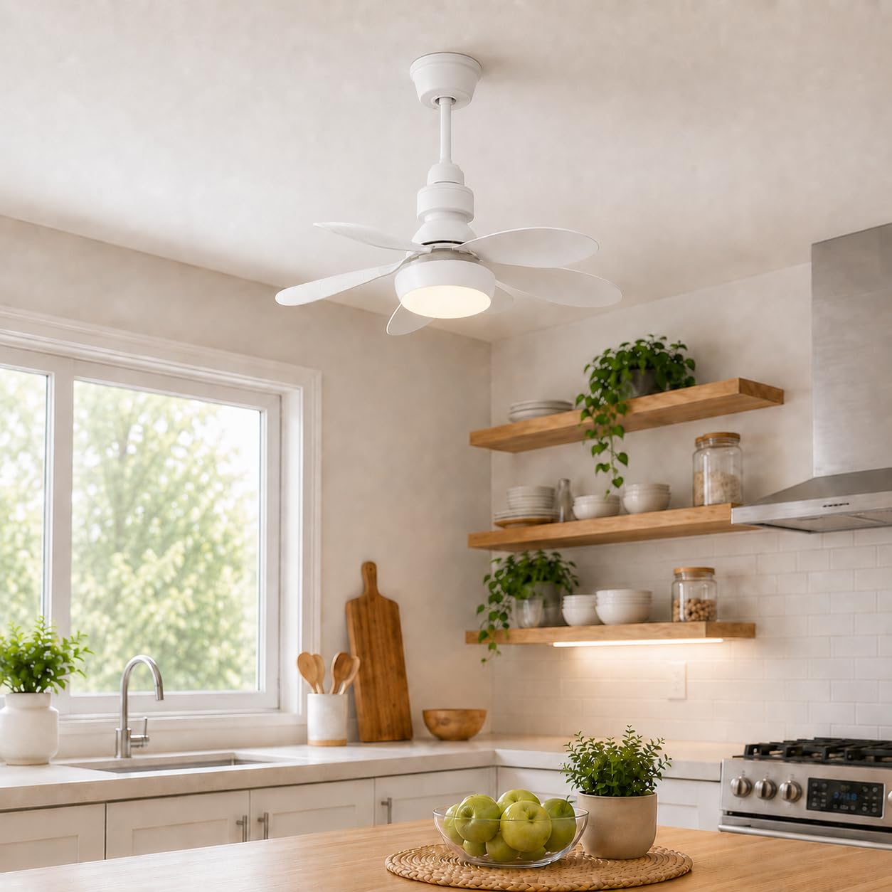 Orret Home Kumandalı LED Ampul Vantilatör 30W 1550 Lümen, E27 Sabit Duya Uyumlu Tavan Vantilatörü, 3 Işık Modu 3 Pervane Hızı, 46 cm 6 Kanatlı Sessiz Fanlı Lamba, Beyaz