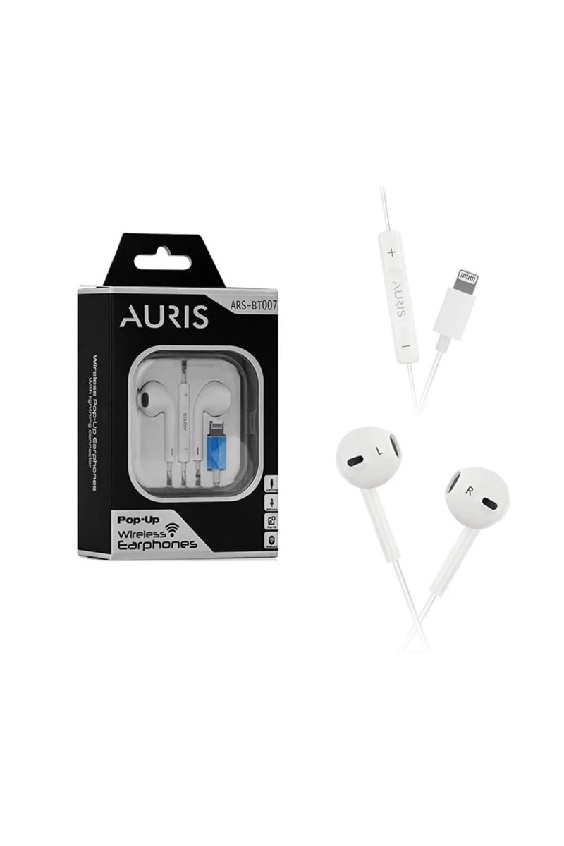 Auris ARS-BT007 Lightning Girişli Pop-Up Wireless Kablolu Kulaklık, Beyaz