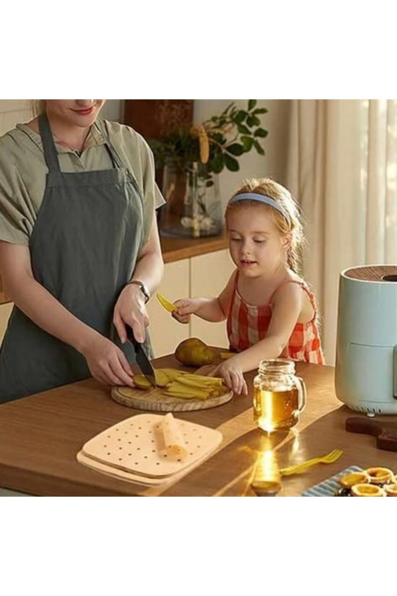 Air Fryer Pişirme Kağıdı, 100 Adet, Tek Kullanımlık, Delikli, Yapışmaz