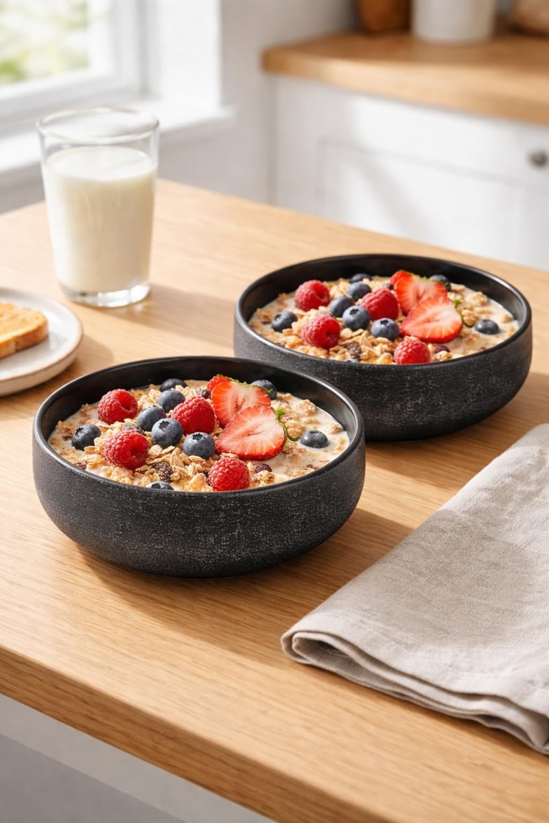 El Yapımı Seramik Salata Kasesi, Yulaf Granola ve Kahvaltı Kasesi, Sağlıklı Beslenme ve Diyet Kabı, Smoothie Bowl, Açai Bowl, Çorba Servis Kabı, Orta Boy Kase, Mikrodalga Uyumlu, MIDNIGHT