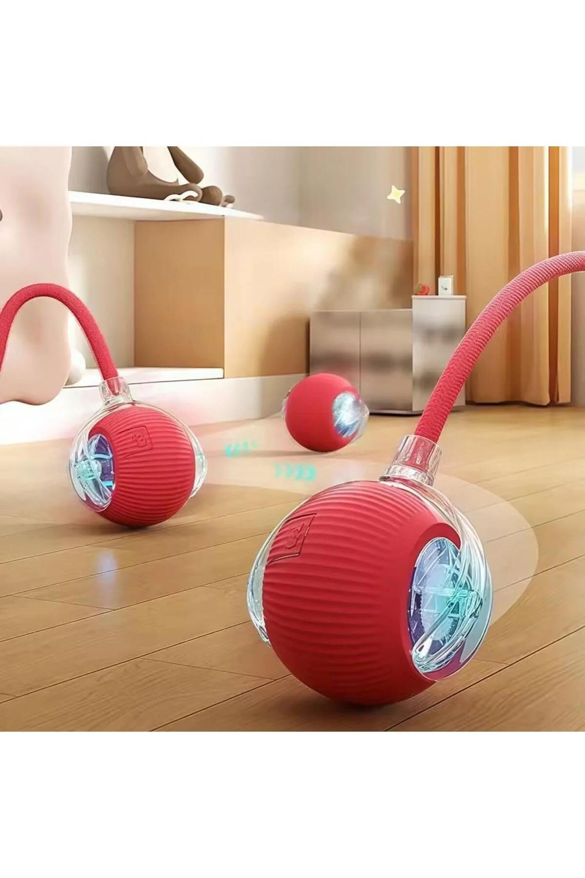 Busstier USB Şarjlı Akıllı LED İnteraktif Kedi Topu ve Peluş Top Fırlatma Tabancası Seti, 20 Adet Peluş Toplu Kedi Oyuncağı, Ev Kedileri İçin Oyun ve Aktivite Seti
