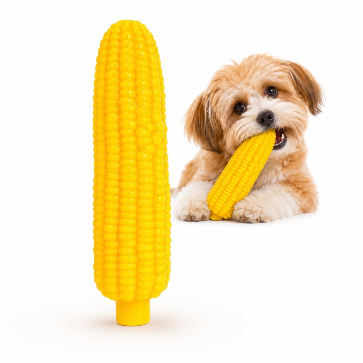 Sesli Mısır Isırma Oyuncağı - Köpek ve Kedi İçin Çiğneme Oyuncağı - Diş Kaşıma ve Oyun Aktivitesi - Yumuşak Dayanıklı Kauçuk - Sarı Mısır Tasarım