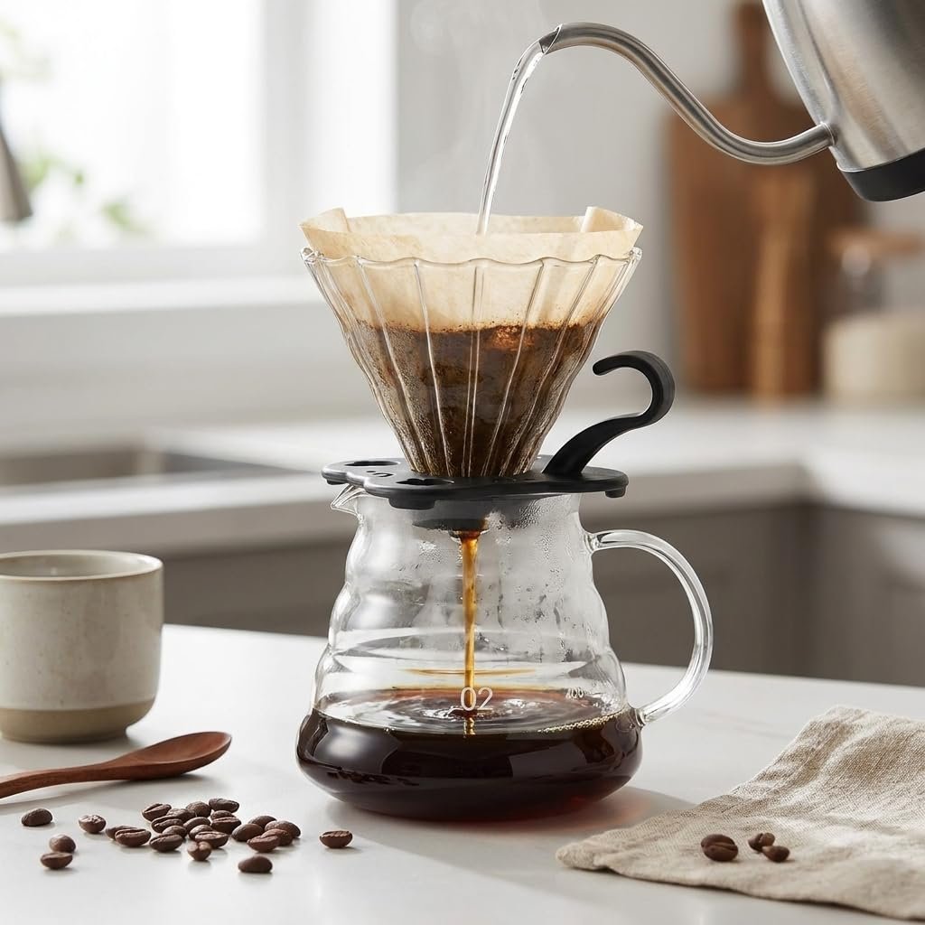 Deconox Profesyonel Cam Kahve Demleme Seti (Pour Over Dripper & Karaf) - 600 ml Kapasiteli Borosilikat Filtre Kahve Seti