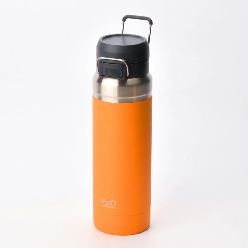 Deconox Paslanmaz Çelik Termos Matara - 1000 ML (1 Litre) Kapasiteli, Renk Seçenekli Isı Yalıtımlı Çelik Suluk (TURUNCU)