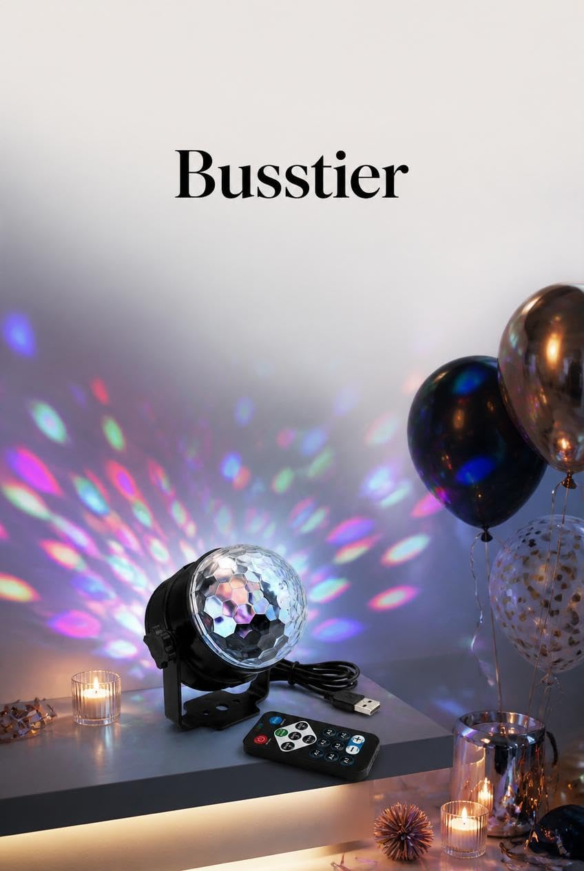 Busstier USB Kablolu LED Parti Işığı, Kumandalı Renkli Disko Efekt Lambası, Ev Partisi Doğum Günü Etkinlik ve Oyun Odası İçin Dekoratif Aydınlatma
