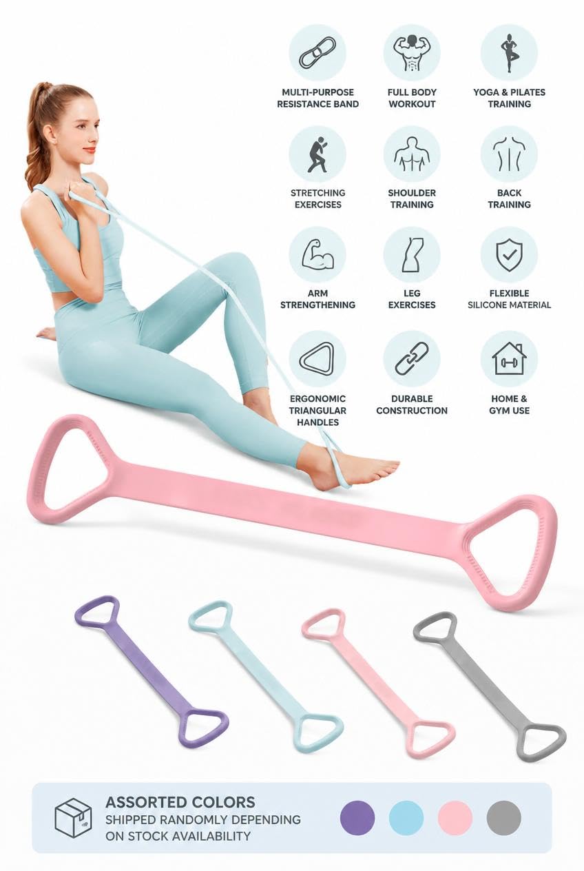 Busstier Egzersiz Direnç Bandı, Yoga Pilates ve Esneme Hareketleri İçin Çok Amaçlı Çekme Bandı, Omuz Sırt Kol ve Bacak Antrenmanlarına Uygun, Karışık Renk