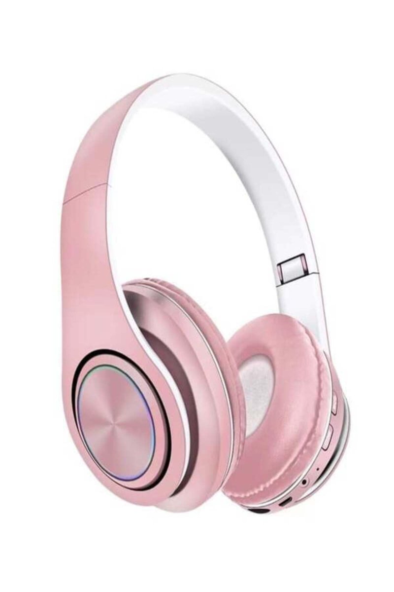 P39 Bluetooth 5.0 Kablosuz Kulak Üstü Kulaklık, TF Kart Destekli, Katlanabilir, Pembe
