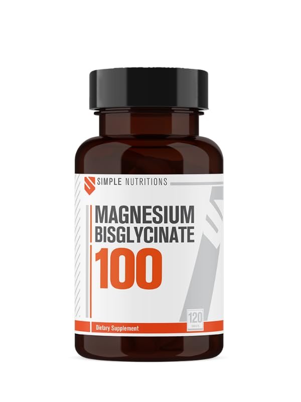 Simple Nutritions Magnesium Bisglycinate 100 mg 120 Tablet | Magnezyum Bisglisinat Takviye Edici Gıda | Kas Fonksiyonu, Sinir Sistemi, Enerji Metabolizması ve Elektrolit Dengesi Desteği