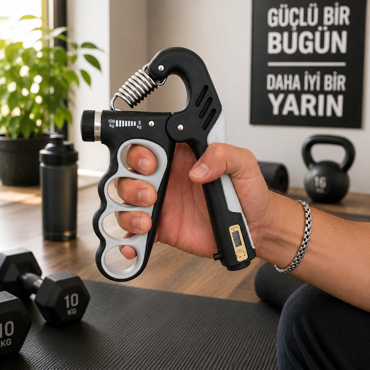 Orret Home Sayaçlı Bilek Güçlendirici Yay, 5-100 Kg Ayarlanabilir El Yayı, Parmak Ön Kol Kas Geliştirici, Ergonomik Fitness El Kavrama ve Bilek Egzersiz Aleti (ASORTİ RENK)