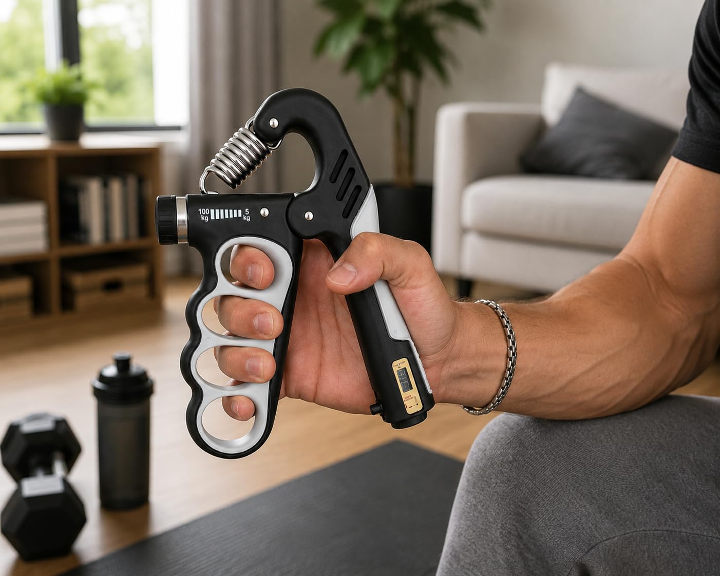 Orret Home Sayaçlı Bilek Güçlendirici Yay, 5-100 Kg Ayarlanabilir El Yayı, Parmak Ön Kol Kas Geliştirici, Ergonomik Fitness El Kavrama ve Bilek Egzersiz Aleti (ASORTİ RENK)