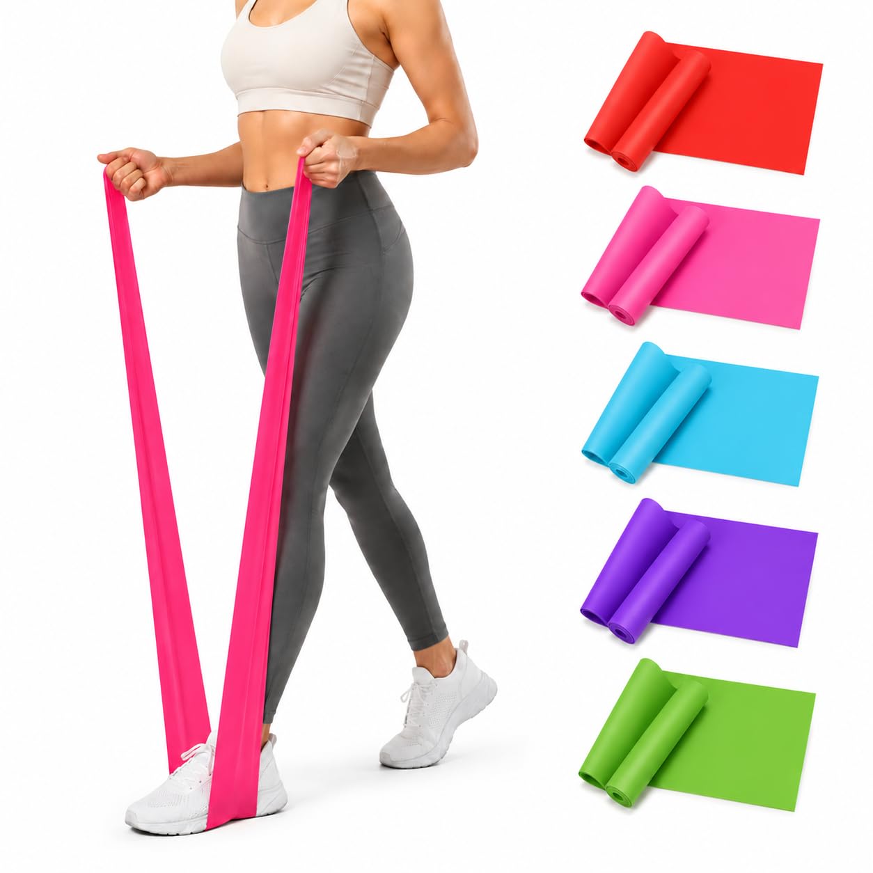 Orret Home 150 cm Pilates Bandı, Orta Sertlik Egzersiz Bandı, Esnek Latex Direnç Lastiği, Yoga Fitness Fizik Tedavi Esneme ve Kuvvet Antrenmanı İçin Taşınabilir Spor Bandı (ASORTİ RENK)
