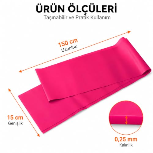Orret Home 150 cm Pilates Bandı, Orta Sertlik Egzersiz Bandı, Esnek Latex Direnç Lastiği, Yoga Fitness Fizik Tedavi Esneme ve Kuvvet Antrenmanı İçin Taşınabilir Spor Bandı (ASORTİ RENK)