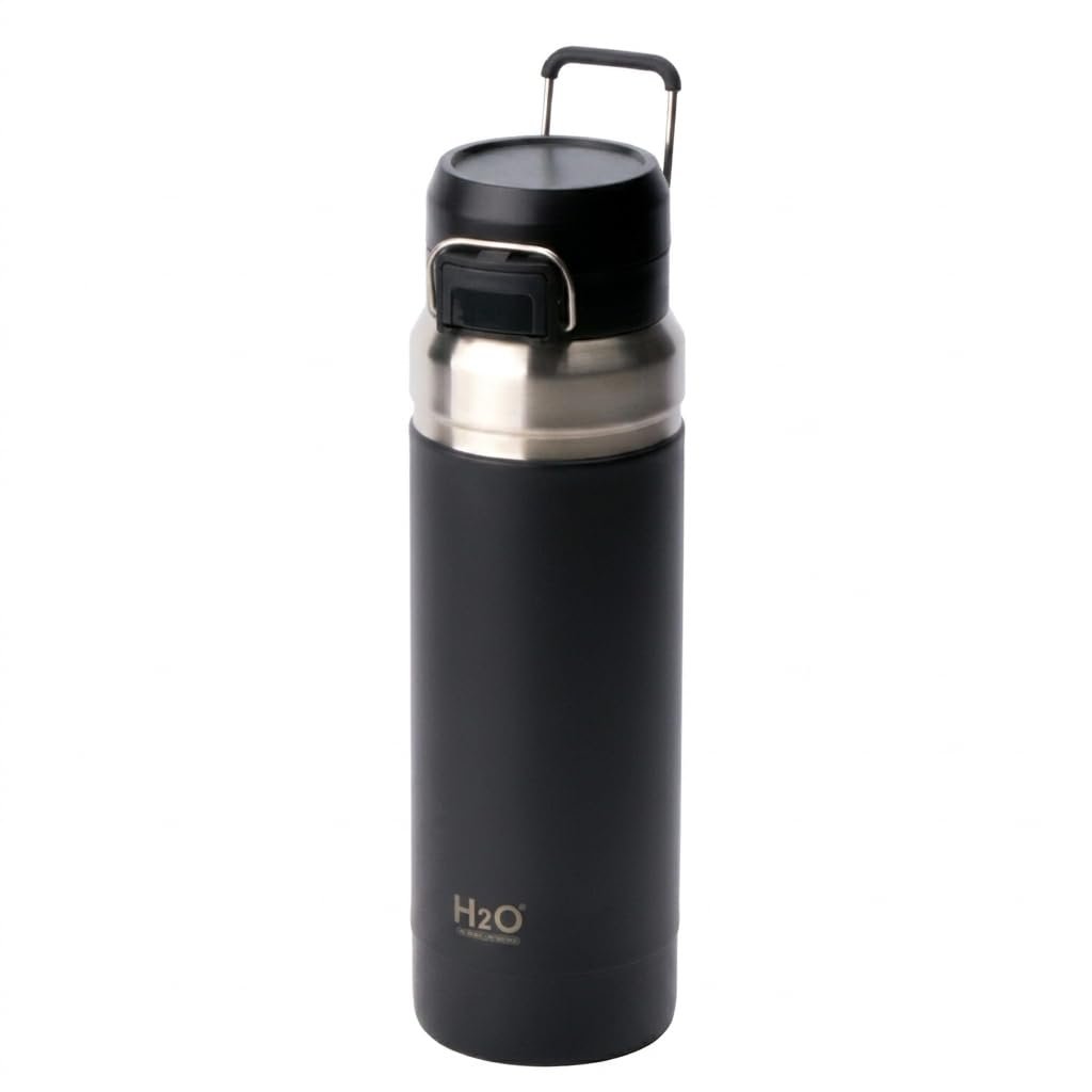 Deconox Paslanmaz Çelik Termos Matara - 1000 ML (1 Litre) Kapasiteli, Renk Seçenekli Isı Yalıtımlı Çelik Suluk (SİYAH)