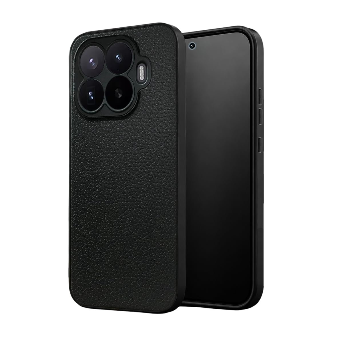 Coverzone Xiaomi 17T Pro ile uyumlu Kılıf Deri Görünümlü Thermax Silikon kılıf Kamera Korumalı Kompakt Tasarım Mi 17T Pro için Deri Görünüm Kapak Siyah
