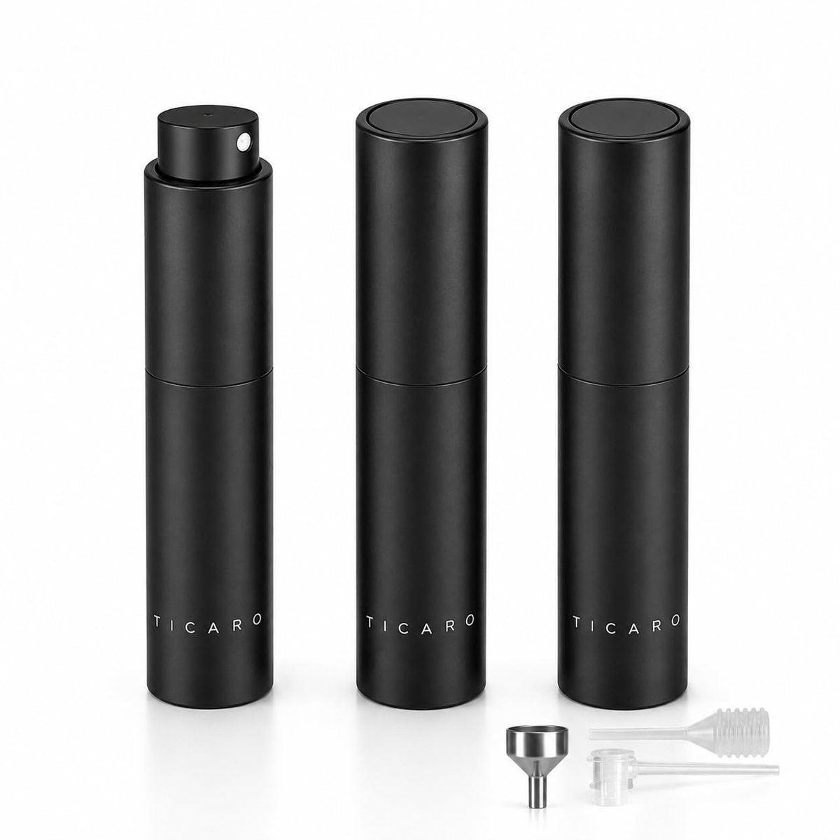 Parfüm Şişesi 10 ml 3'lü Set Cep Parfüm Şişesi Doldurulabilir Parfüm Doldurma Şişesi Seyahat Boy Parfüm Şişesi Doldurma Aparatları Dahil Siyah Parfümşişesi,