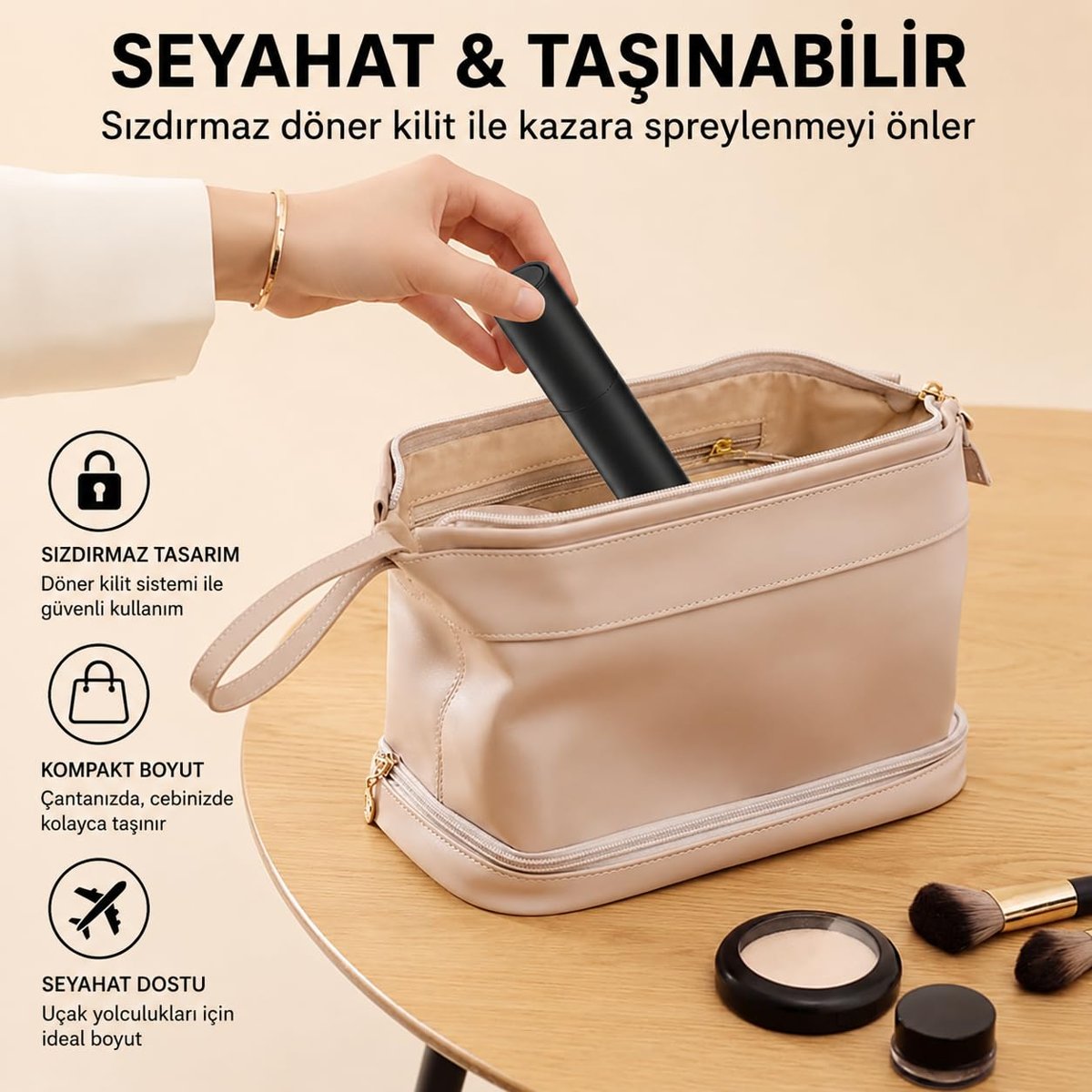 Parfüm Şişesi 10 ml 3'lü Set Cep Parfüm Şişesi Doldurulabilir Parfüm Doldurma Şişesi Seyahat Boy Parfüm Şişesi Doldurma Aparatları Dahil Siyah Parfümşişesi,