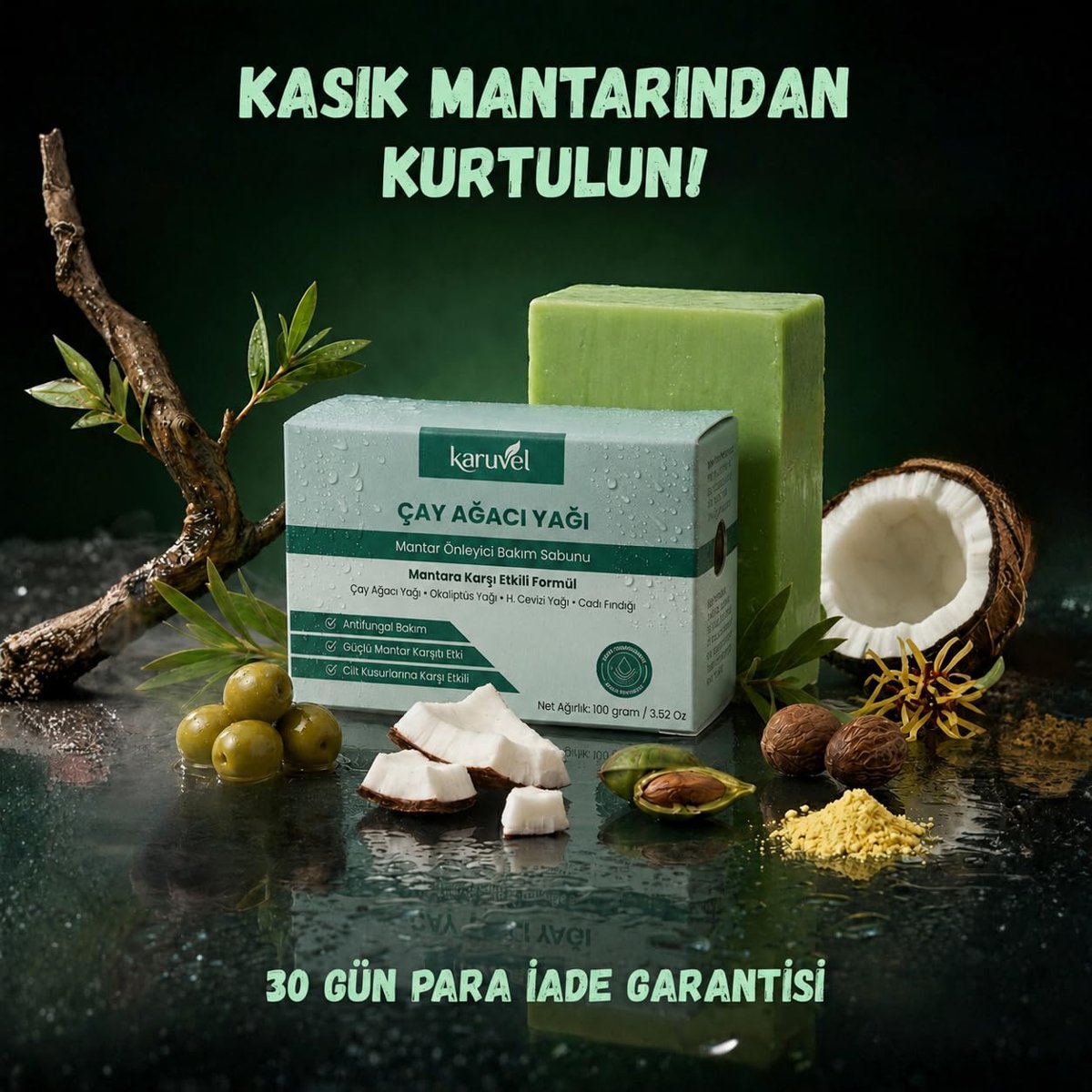 Mantar Karşıtı Sabun, Çay Ağacı ve Kükürt, 3 x 100 g