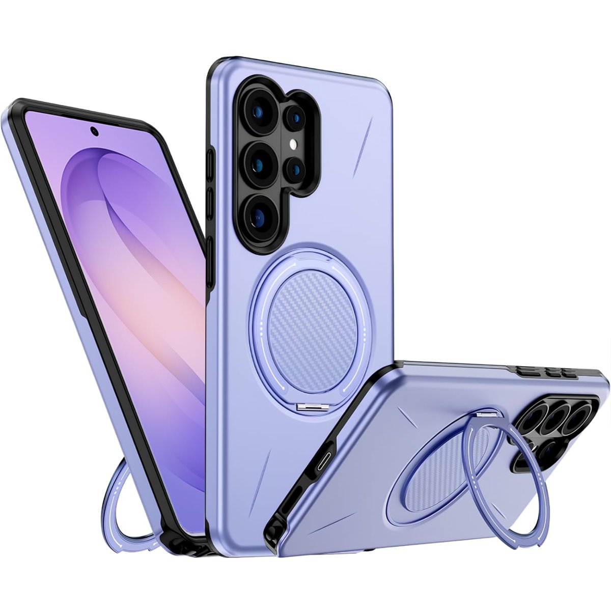 Rongep [Mag-Forge] Samsung Galaxy S26 Ultra için Kılıf 360° Dönebilen Standlı [MagSafe ile Uyumlu] S26 Ultra Koruyucu Güçlü Manyetikli PC+TPU Darbelere Dayanıklı Samsung S26 Ultra Kılıf (Mor)