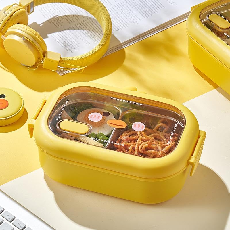 Valkyrie 304 Paslanmaz Çelik Çocuk Beslenme Kabı Kedili Termal Çantalı 2 Bölmeli Lunch Box Yemek Kabı