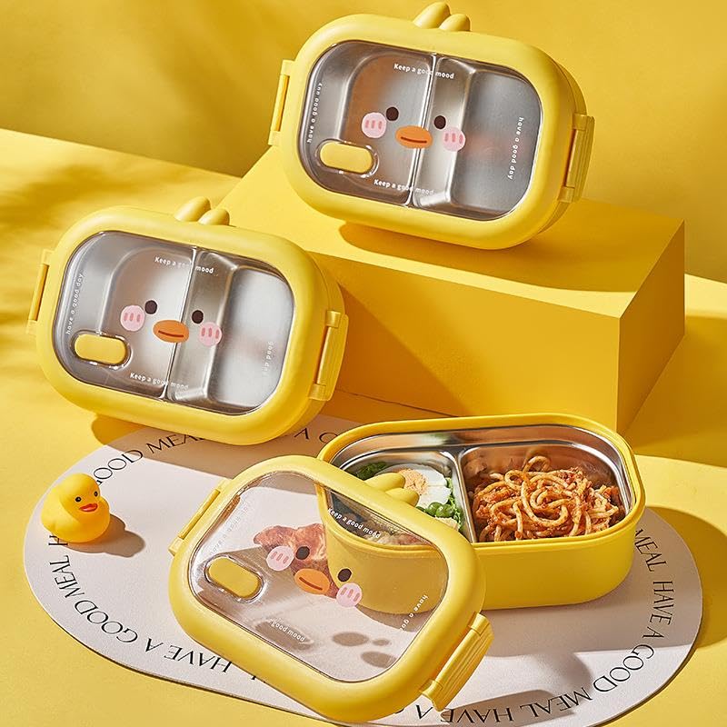 Valkyrie 304 Paslanmaz Çelik Çocuk Beslenme Kabı Kedili Termal Çantalı 2 Bölmeli Lunch Box Yemek Kabı