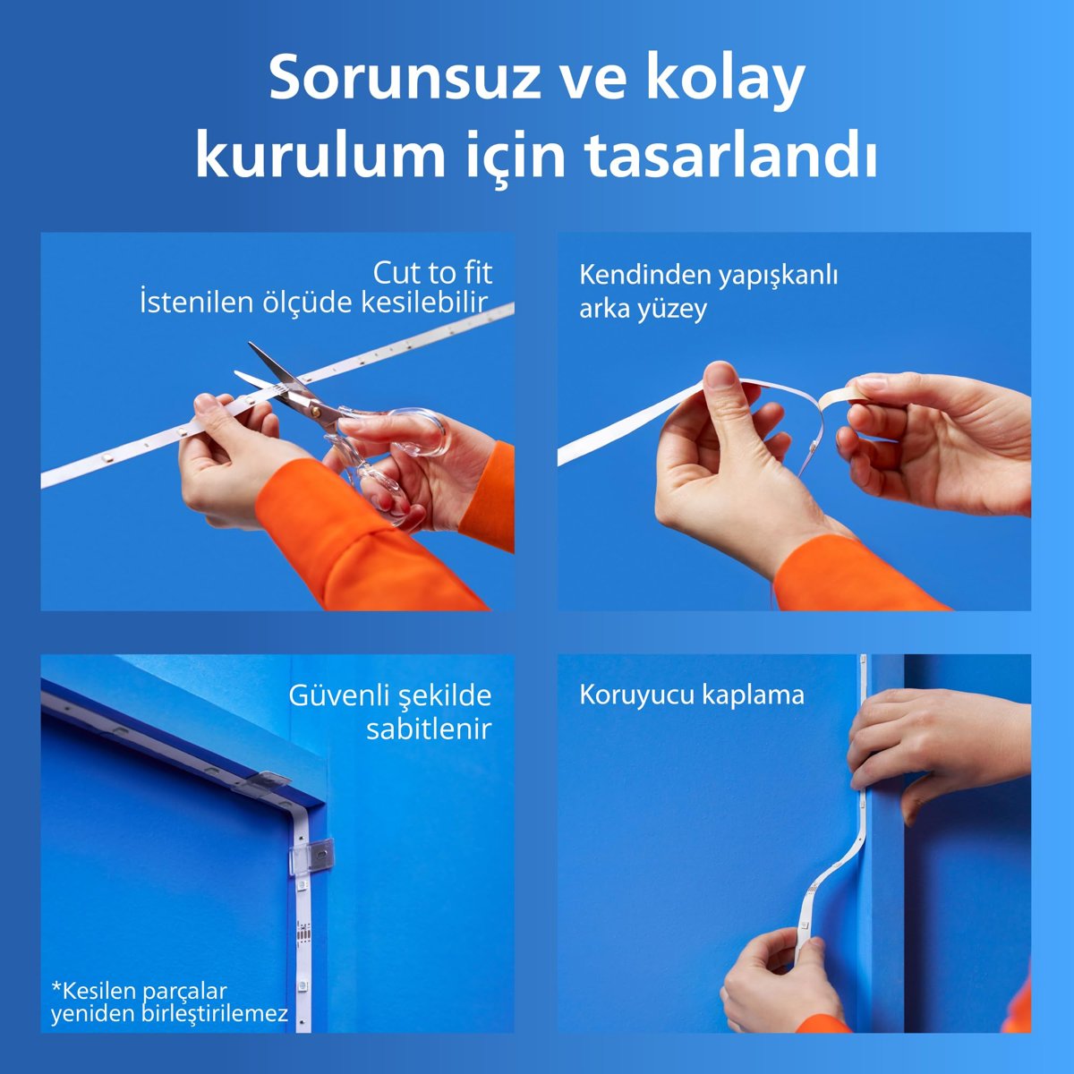 Philips Smart Lighting RGBIC LED Şerit 10 m (Type-C) - Google Home, Alexa, HomeKit ve Matter uyumlu