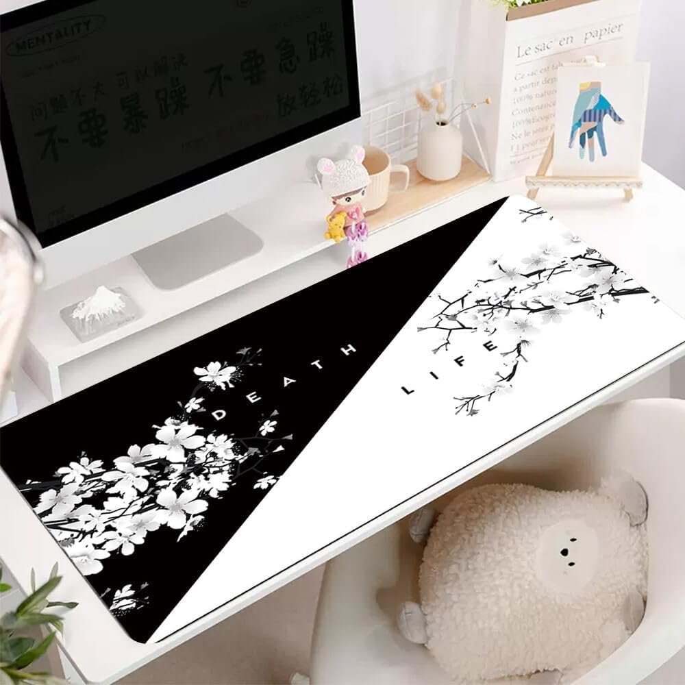McStorey ZEN XXL Mouse Pad 90x40 cm, Büyük Masa Matı, 3 mm Dikişli Kenar, Kaymaz Kauçuk Taban, Gaming Mousepad – Death & Life Mono