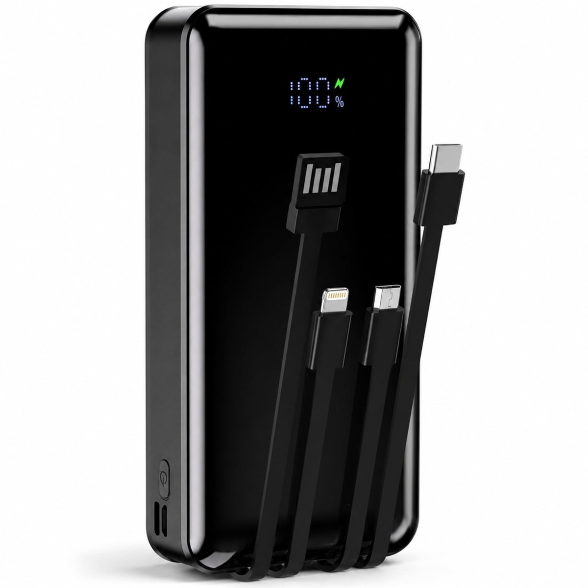 Astreon 20000mAh Dahili Çoklu Kablolu Powerbank, Dijital Göstergeli Taşınabilir Şarj Cihazı, Yüksek Şarj Kapasiteli, Ofis Okul Seyahat Kamp İçin Hızlı Şarj Destekli Type-C Lightning Uyumlu Powerbank