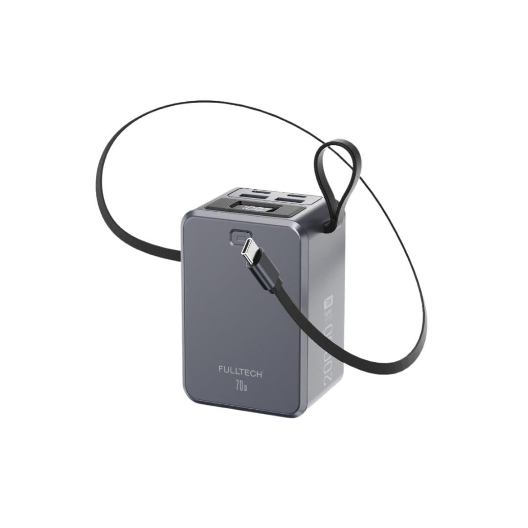 Powerbank, Dijital Göstergeli Powerbank, 10.000 Mah Batarya, 35W Pd Hızlı Şarj, 1x Usb, 1x Type-C Girişi, Kendinden Kablolu, Mini Tasarım, Güçlü Yapı