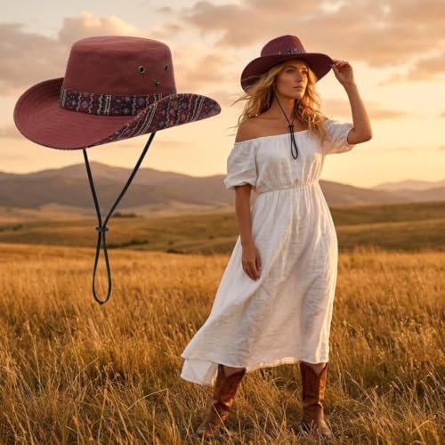Valkyrie Unisex Safari Güneş Şapkası Geniş Kenarlı Kamp Balıkçı Trekking Outdoor Yazlık Şapka Kırmızı
