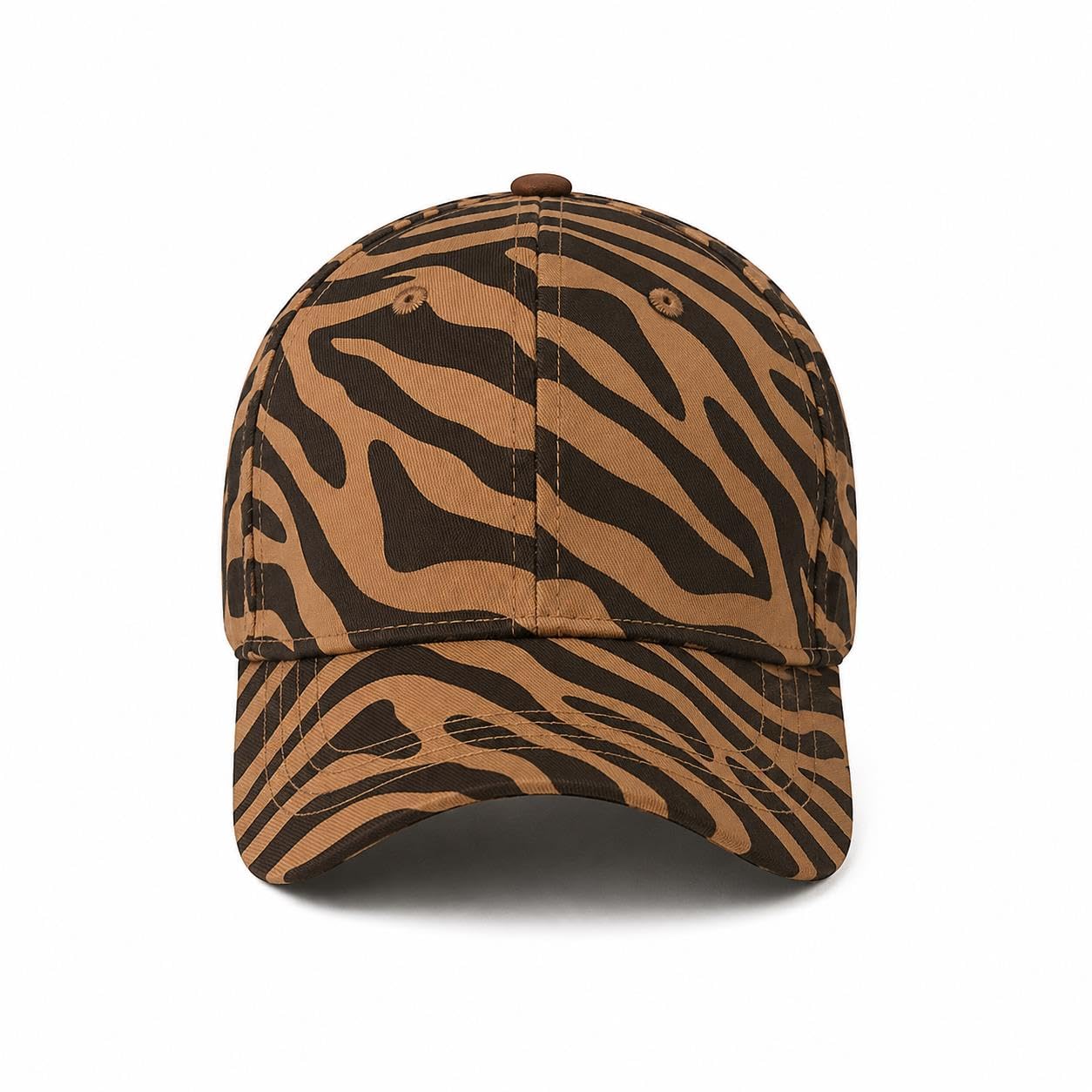 Valkyrie Kahverengi Zebra Desenli Kadın Şapka Ayarlanabilir Baseball Cap Pamuk Günlük Spor Şapka