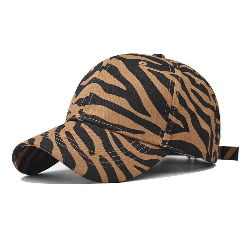 Valkyrie Kahverengi Zebra Desenli Kadın Şapka Ayarlanabilir Baseball Cap Pamuk Günlük Spor Şapka