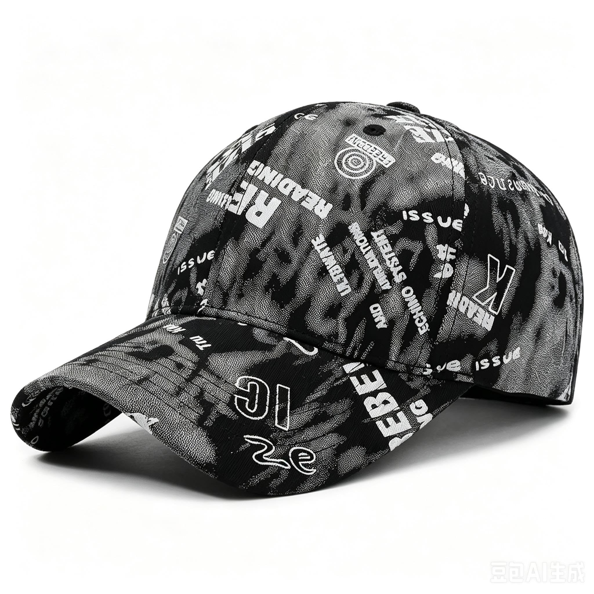 Valkyrie Unisex Siyah Grafiti Desenli Şapka Ayarlanabilir Baseball Cap Hip Hop Streetwear Spor Kep