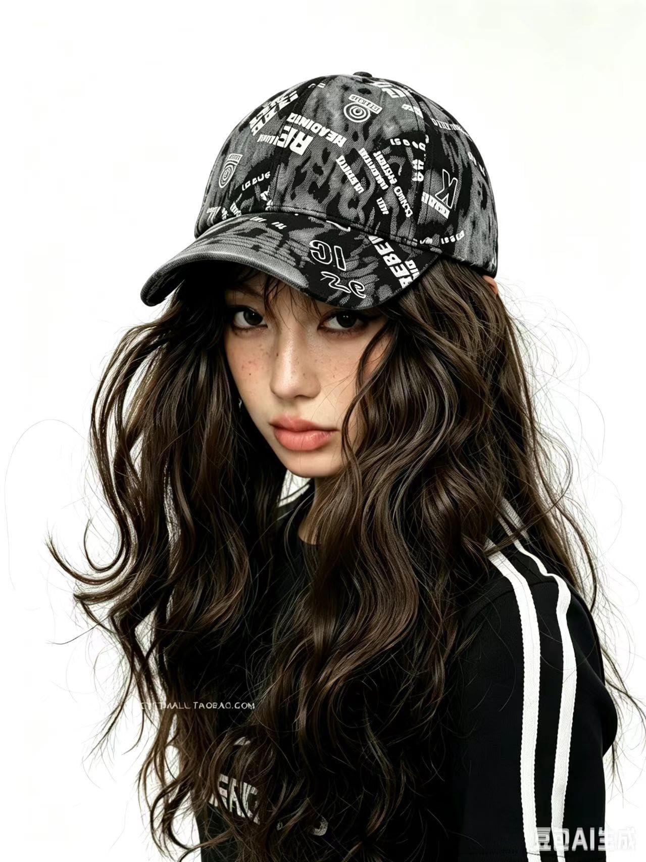 Valkyrie Unisex Siyah Grafiti Desenli Şapka Ayarlanabilir Baseball Cap Hip Hop Streetwear Spor Kep