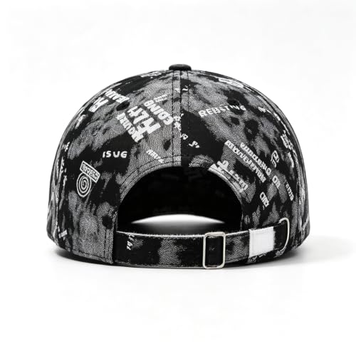 Valkyrie Unisex Siyah Grafiti Desenli Şapka Ayarlanabilir Baseball Cap Hip Hop Streetwear Spor Kep
