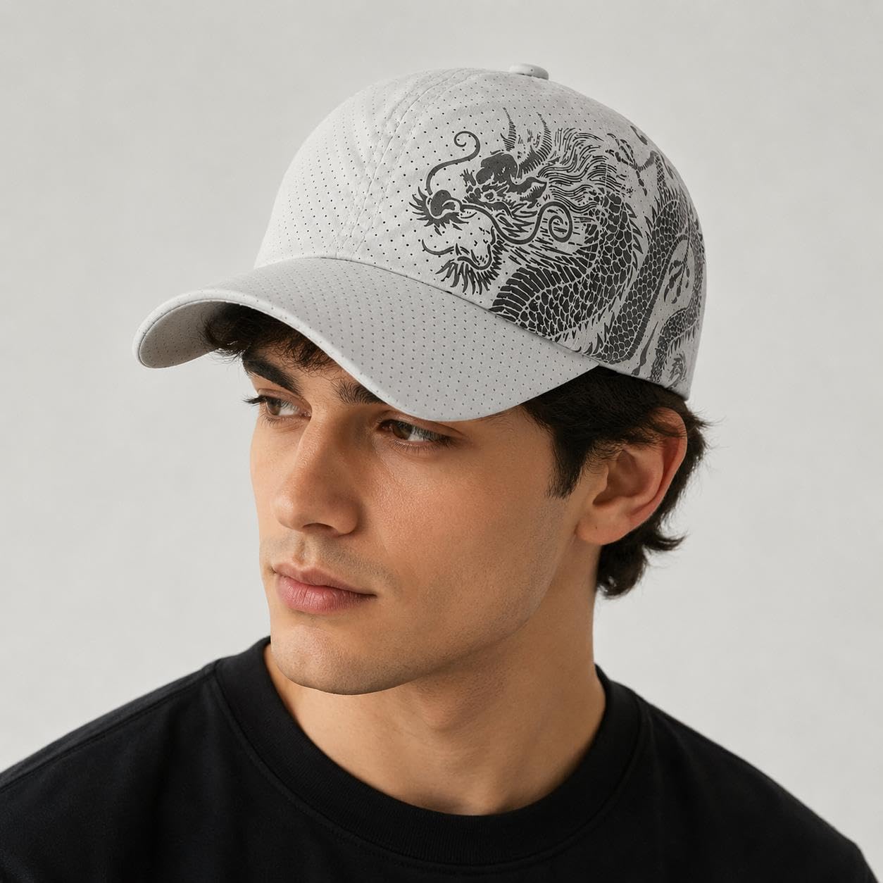 Valkyrie Dragon Nefes Alabilir Beyaz Spor Şapka – Ayarlanabilir Outdoor Balıkçı Günlük Unisex Şapka