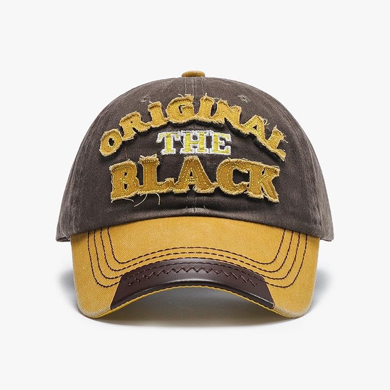 Valkyrie Original The Black Nakışlı Unisex Beyzbol Şapkası Vintage Eskitme Pamuk Ayarlanır Kahve Sarı