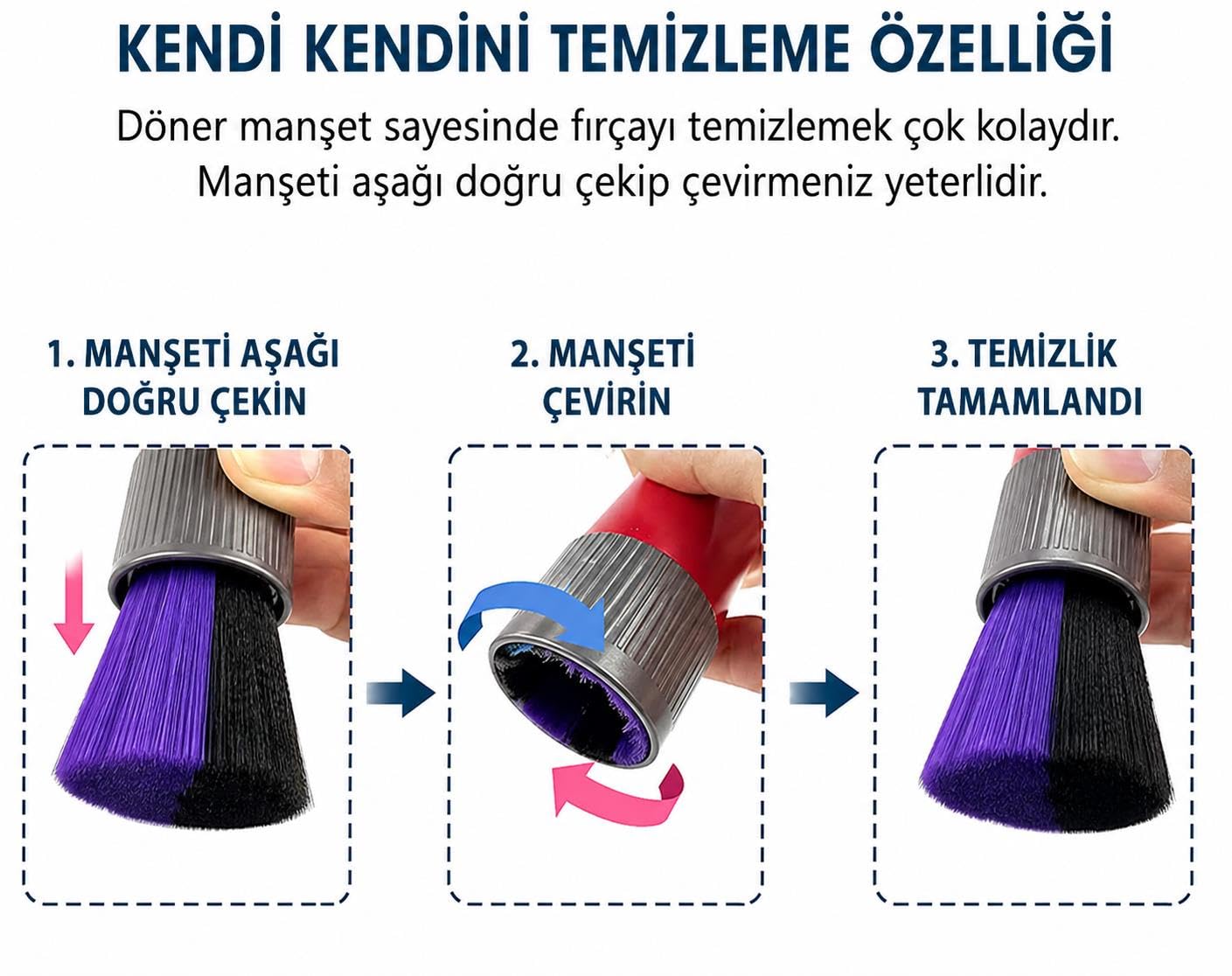 Valkyrie Dyson V7 V8 V10 V11 V15 Outsize Uyumlu Kendinden Temizlemeli Yumuşak Toz Alma Fırçası