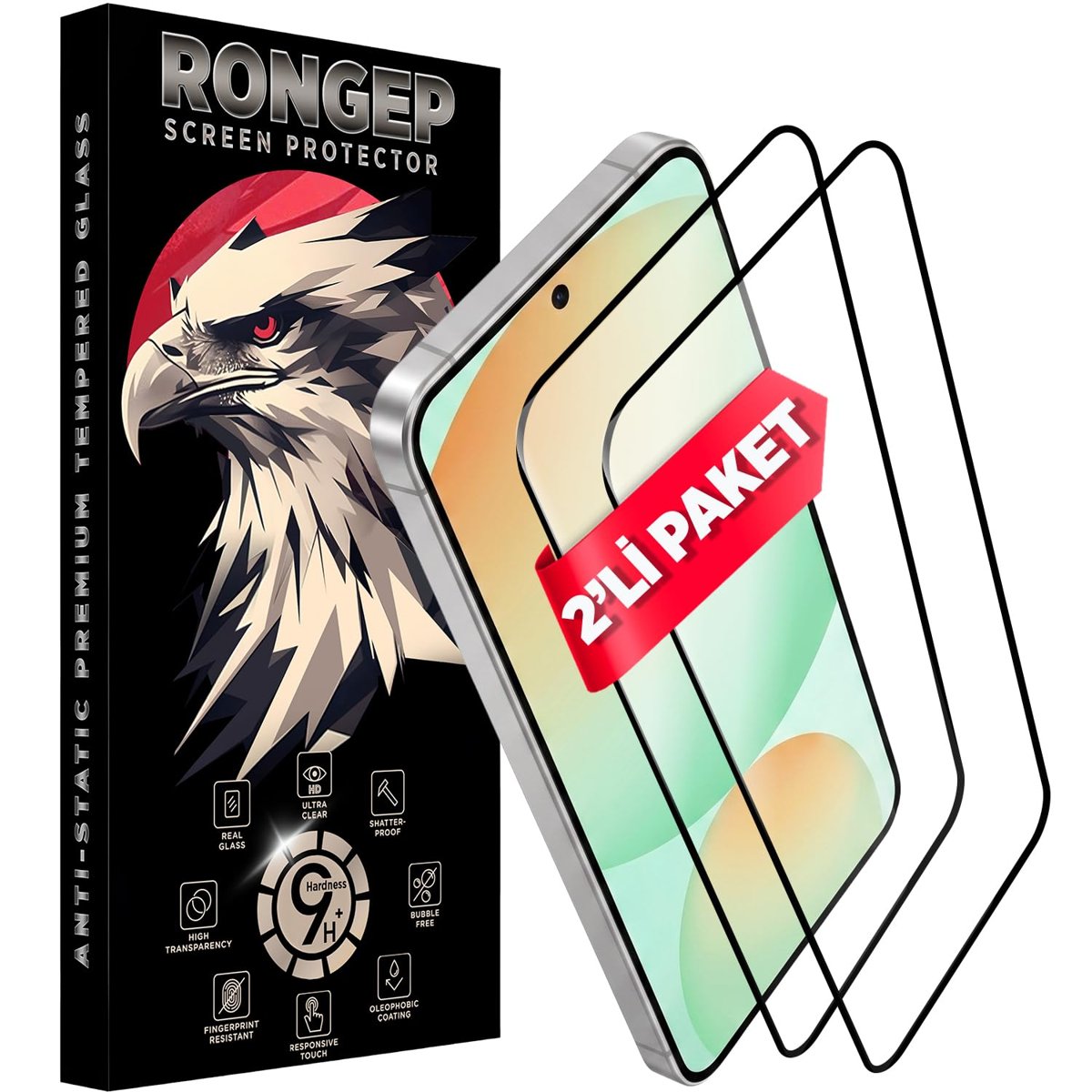 Rongep [2'li Paket] Samsung Galaxy S24 FE için Ekran Koruyucu 9H Sertlikte Anti-Static Temperli Cam Netlik ve Dokunmayı Etkilemeyen Darbelere Karşı Samsung S24 FE Ekran Koruyucu