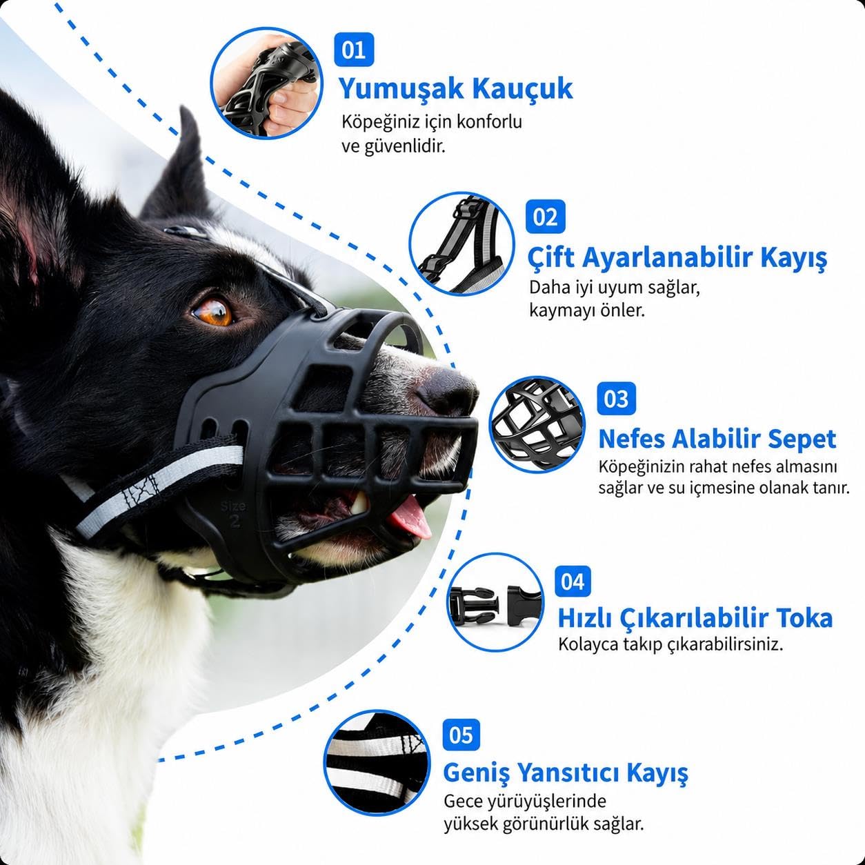 Valkyrie Köpek Ağızlığı Size 4 25-35 Kg Büyük Irk Ayarlanabilir Nefes Alabilir Plastik Güvenlik Ağızlığı