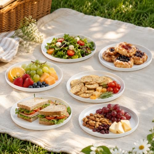 Orret Home 6’lı Plastik Tabak Seti, 23,5 cm Kırılmaz ve Tekrar Kullanılabilir Servis Tabağı, Piknik Kamp Mangal Barbekü Parti ve Günlük Kullanım İçin Hafif Tabak