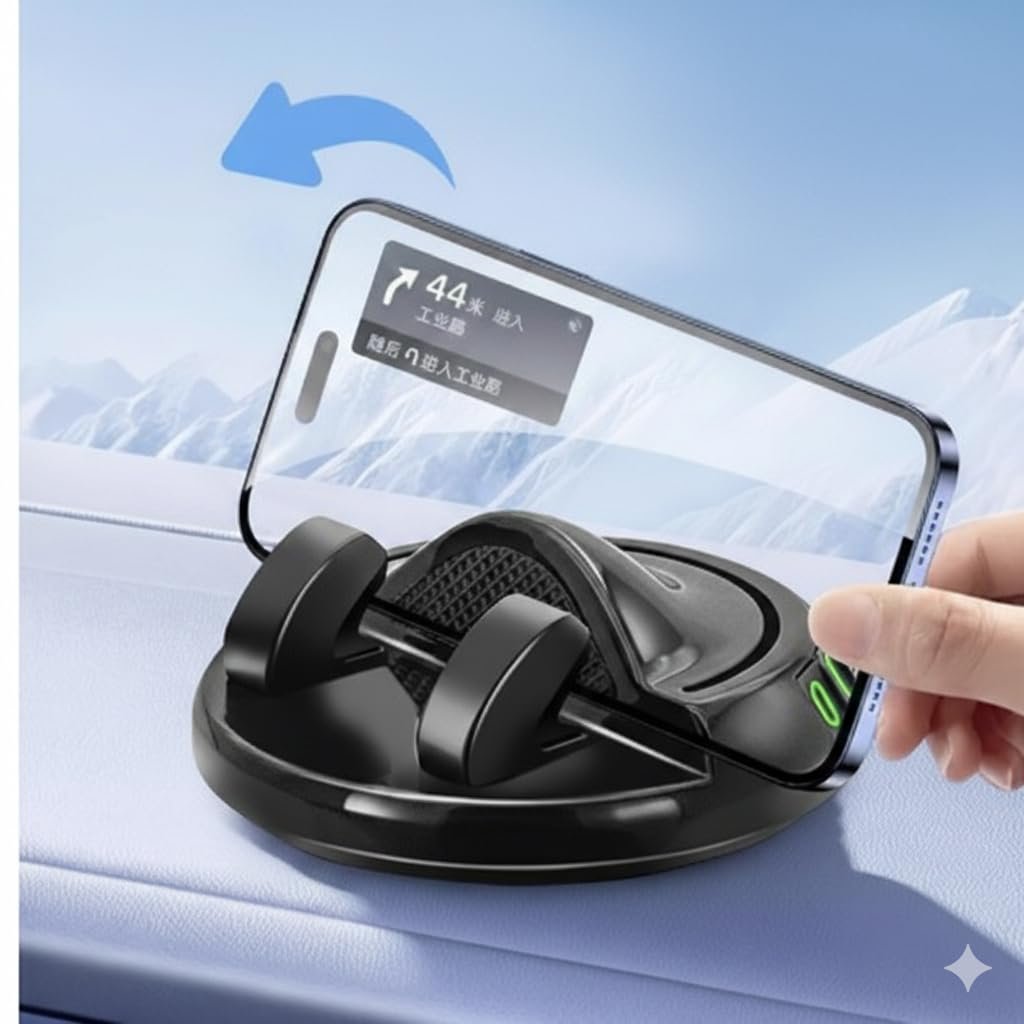360 Derece Dönebilen Yapışkanlı Fosforlu Numaratörlü Araç Telefon Tutucu