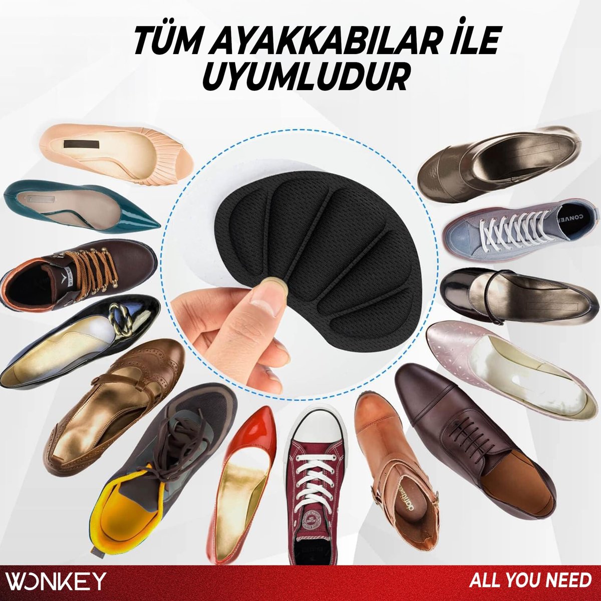 WONKEY - Ayakkabı Vurma Önleyici Ped, Topuk Koruma Bandı, Ayakkabı Vurmasını ve Sürtünmeyi Önlemeye Yardımcı Yapışkanlı Topuk Pedi, Yumuşak Topuk Sürtünme Engelleme Desteği,
