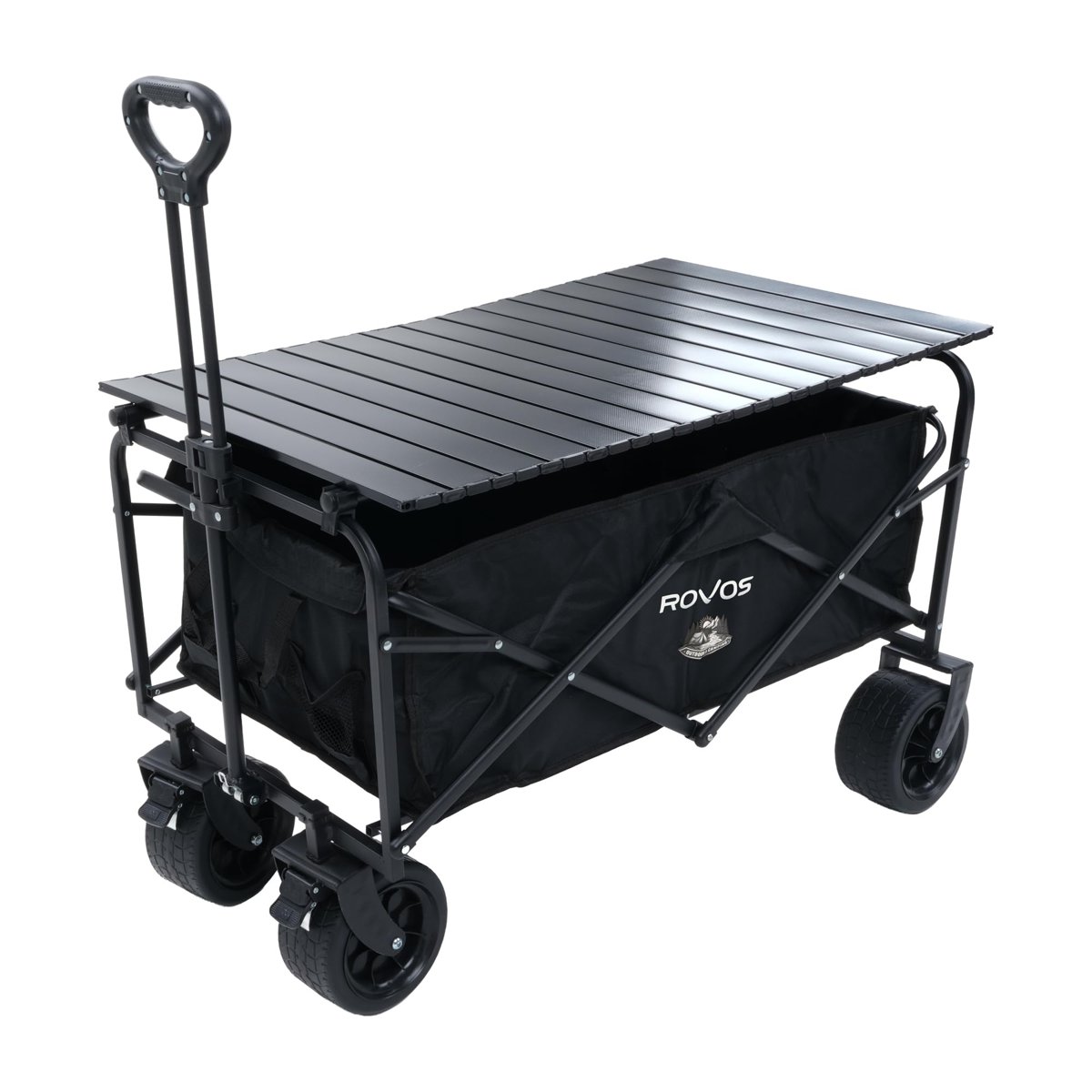 PİKAS ROVOS XXL Katlanır Kamp Arabası 150 kg | Frenli Büyük Tekerlekli Kamp ve Plaj Taşıma Arabası | Geniş Hacimli Katlanabilir Piknik Arabası | Oxford Kumaş Siyah (MASALI)